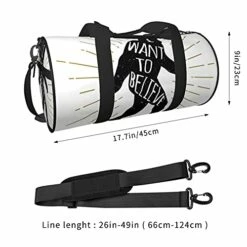 Fredeulva I Want To Believe Duffel Bag Canvas Shoulder Round Gym Sports Travel Weekender Bags For Man Women -LUGGAGE FACTORY Sales 41iRD0ooZ L