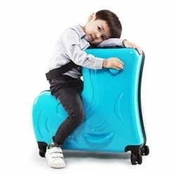 N/A AO WEI LA OW Duffel Bag For Kids Ride-On Suitcase Carry-On Luggage With Wheels Fits To Kids Aged 6-12 Years Old (Blue, 24 Inch). -LUGGAGE FACTORY Sales 41i jggfCuL