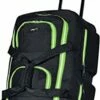 Olympia 8 Pocket Rolling Duffel Bag, Black/Lime, 22 Inch -LUGGAGE FACTORY Sales 41kT8kdXKaL