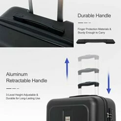 Ceilo ABS Hardside Luggage Sets With USB Interface Laptop Pocket,Lightweight Carry On Suitcase With TSA Lock&360°Spinner Wheels,Black,3-Piece Travel Luggage Set (20/24/28) -LUGGAGE FACTORY Sales 41liFZeikAL