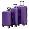SSLine 3-in-1 Multifunctional Suitcase Luggage Set Large Capacity Traveling Storage ABS Expandable Spinner Hardside Suitcase Lightweight 4 Wheel Portable Travel Bag 20" / 24" / 28" Purple -LUGGAGE FACTORY Sales 41mBkkk93sL