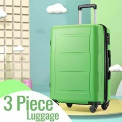 Merax Luggage Set With TSA Lock, All Expandable 3 Piece Hardshell Lightweight Suitcase Set 20inch 24inch 28inch (Apple Green) -LUGGAGE FACTORY Sales 41mfpXJD1GL