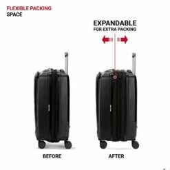 SwissGear 8836 Durable Expandable Spinner Luggage, Black, Carry-On 20-Inch -LUGGAGE FACTORY Sales 41n5Sjm5uiL