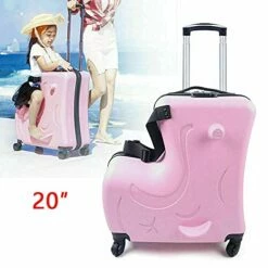 Fetcoi 20" Travel Luggage Rolling Suitcase Ride On Cartoon Luggage ABS+PU Unisex Case Pink -LUGGAGE FACTORY Sales 41og 7jDX7S