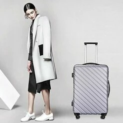 Apelila 5 Piece Luggage Sets,Travel Suitcase Spinner Hardshell Lightweight W/Free Suitcase Cover& Hanger (4PC Sliver W/Covers4+Hanger2+Backbag1) -LUGGAGE FACTORY Sales 41p8sNqPhtL