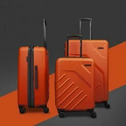 Bugatti Swiss Mobility - LGA Collection - 3 Piece Luggage Set, Lightweight And Resistant Hardside Equipped With Double 360 Degree Spinner Wheels - Made Of ABS Material - Orange -LUGGAGE FACTORY Sales 41pXjBdrNpL