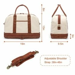 Weekender Bag For Women Canvas Overnight Bag Large Travel Bags For Women Carry On Shoulder Duffle Bag With Shoe Compartment,Perfect For Travel/Daily Use/Birthday Gift (Beige) -LUGGAGE FACTORY Sales 41pnkgr3I0L