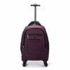 Racini Nylon Waterproof Rolling Backpack, Freewheel Travel Wheeled Backpack, Carry-on Luggage With Anti-Theft Zippers(Purple)