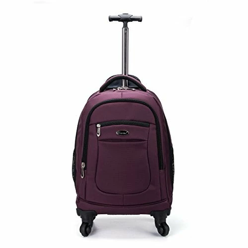 Racini Nylon Waterproof Rolling Backpack, Freewheel Travel Wheeled Backpack, Carry-on Luggage With Anti-Theft Zippers(Purple) 3 Racini Nylon Waterproof Rolling Backpack, Freewheel Travel Wheeled Backpack, Carry-on Luggage With Anti-Theft Zippers(Purple)