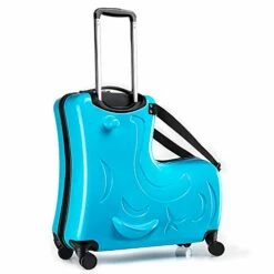 N/A AO WEI LA OW Duffel Bag For Kids Ride-On Suitcase Carry-On Luggage With Wheels Fits To Kids Aged 6-12 Years Old (Blue, 24 Inch). -LUGGAGE FACTORY Sales 41rxezceHSL