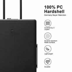 LEVEL8 Elegance Matte Carry-On Luggage, 20” Hardside Suitcase, Lightweight PC Matte Hardcase Spinner Trolley For Luggage, TSA Approved Cabin Luggage With 8 Spinner Wheels- Black, 20-Inch Carry-On 18 LEVEL8 Elegance Matte Carry-On Luggage, 20” Hardside Suitcase, Lightweight PC Matte Hardcase Spinner Trolley For Luggage, TSA Approved Cabin Luggage With 8 Spinner Wheels- Black, 20-Inch Carry-On -LUGGAGE FACTORY Sales 41s0CRcUykL