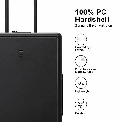 LEVEL8 Elegance Matte Carry-On Luggage, 20” Hardside Suitcase, Lightweight PC Matte Hardcase Spinner Trolley For Luggage, TSA Approved Cabin Luggage With 8 Spinner Wheels- Black, 20-Inch Carry-On 10 LEVEL8 Elegance Matte Carry-On Luggage, 20” Hardside Suitcase, Lightweight PC Matte Hardcase Spinner Trolley For Luggage, TSA Approved Cabin Luggage With 8 Spinner Wheels- Black, 20-Inch Carry-On - Image 8