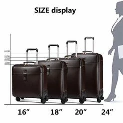Retro Travel Suitcase Rolling Spinner Luggage Women Trolley Case 24inch Wheels Man 20inch Box PVC Vintage Cabin Travel Bag Trunk (Color : 24inch) -LUGGAGE FACTORY Sales 41sGDMG6OdL