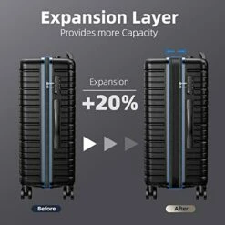 BEOW Expandable Luggage Sets Clearance 3 Piece Hardshell Lightweight PC+ABS Suitcase Spinner Wheels TSA Lock Black -LUGGAGE FACTORY Sales 41sv7dcc24L