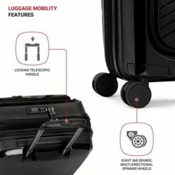 SwissGear 8836 Durable Expandable Spinner Luggage, Black, Carry-On 20-Inch -LUGGAGE FACTORY Sales 41uZ4B2uGwL