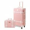 UNIWALKER Vintage Suitcase Set 20 Inch Carry On Spinner Luggage With 12 Inch Handbag For Women (Embossed Pink) -LUGGAGE FACTORY Sales 41vnwuTOJ4L