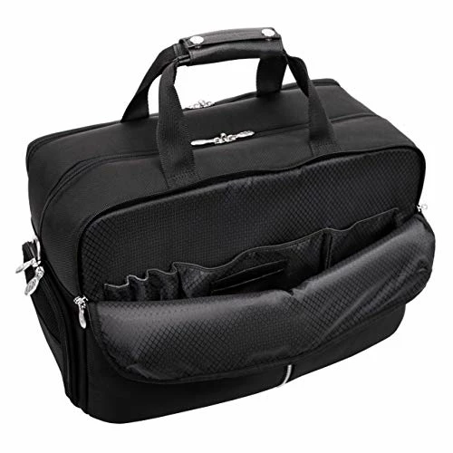 McKleinUSA Avondale, 1680D Ballistic Nylon With Leather Trim, 22" Nylon, Triple Compartment, Carry-All, Travel, Laptop Duffel, Black (78905) 4 McKleinUSA Avondale, 1680D Ballistic Nylon With Leather Trim, 22" Nylon, Triple Compartment, Carry-All, Travel, Laptop Duffel, Black (78905) - Image 2