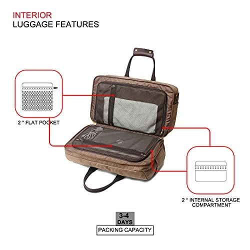 Duffle Bag For Men Waterproof Genuine Leather Canvas Travel Duffel Bags For Women Overnight Weekender Bag For Traveling, Brown 8 Duffle Bag For Men Waterproof Genuine Leather Canvas Travel Duffel Bags For Women Overnight Weekender Bag For Traveling, Brown - Image 6