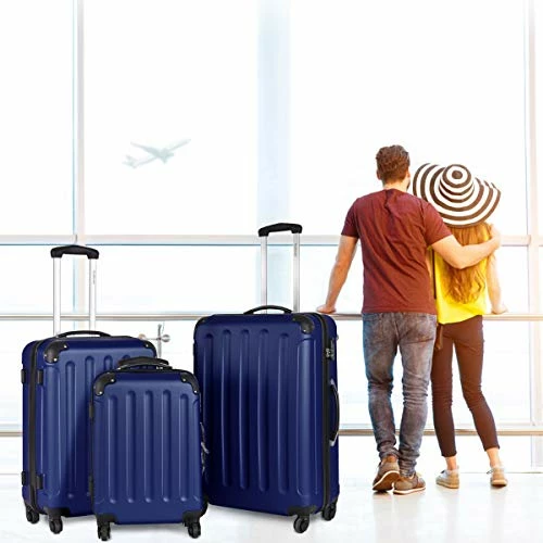 Goplus 3Pcs Luggage Set, Hardside Travel Rolling Suitcase, 20/24/28 Rolling Luggage Upright, Hardshell Spinner Luggage Set With Telescoping Handle, Coded Lock Travel Trolley Case (Dark Blue) 4 Goplus 3Pcs Luggage Set, Hardside Travel Rolling Suitcase, 20/24/28 Rolling Luggage Upright, Hardshell Spinner Luggage Set With Telescoping Handle, Coded Lock Travel Trolley Case (Dark Blue) - Image 2