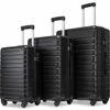 3 Piece Set Luggage Spinner Hardshell Lightweight Durable Suitcase TSA Lock, Women Men Teens Home Outdoor School Travel Carry On Luggage Sets, 20/24/28 Inch Black