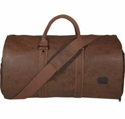 Carry On Garment Bag, Waterproof Mens Garment Bag For Travel Business, Large Leather Duffel Bag With Shoe Compartment -Brown