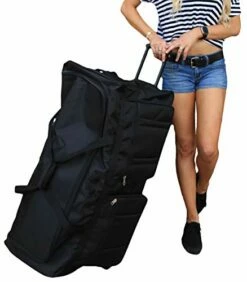 Gothamite 36-inch Rolling Duffle Bag With Wheels | Luggage Bag | Hockey Bag | XL Duffle Bag With Rollers | Heavy Duty 1200D Polyester (Black) -LUGGAGE FACTORY Sales 41z6xmKjNTL