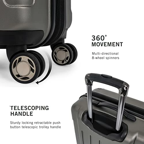 Kenneth Cole Reaction Renegade 20" ABS Expandable 8-Wheel Carry-On, Silver, Inch 6 Kenneth Cole Reaction Renegade 20" ABS Expandable 8-Wheel Carry-On, Silver, Inch - Image 4