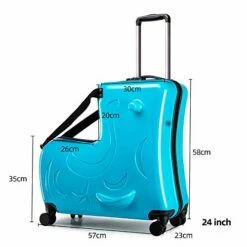 N/A AO WEI LA OW Duffel Bag For Kids Ride-On Suitcase Carry-On Luggage With Wheels Fits To Kids Aged 6-12 Years Old (Blue, 24 Inch). -LUGGAGE FACTORY Sales 41zcO97uTkL