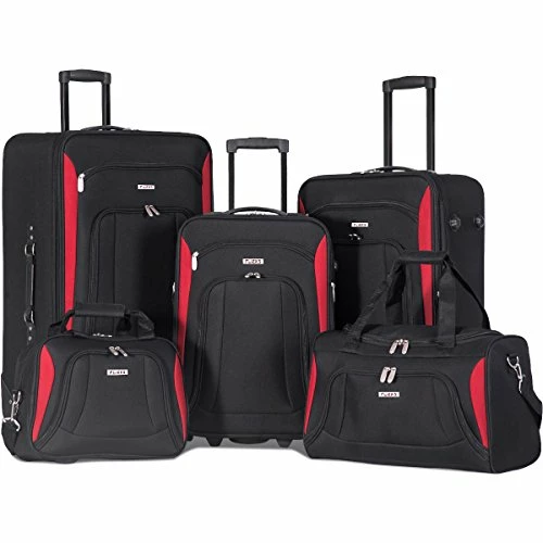 Flieks 5 Piece Luggage Set Deluxe Expandable Rolling Suitcase (black&red) 3 Flieks 5 Piece Luggage Set Deluxe Expandable Rolling Suitcase (black&red)