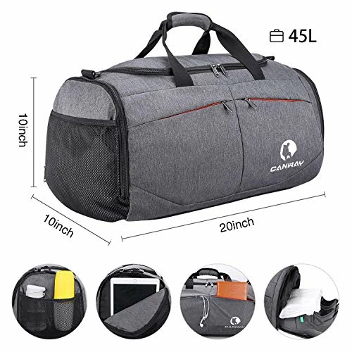 Canway Sports Gym Bag, Travel Duffel Bag With Wet Pocket & Shoes Compartment for Men Women, 45L, Lightweight 9 Canway Sports Gym Bag, Travel Duffel Bag With Wet Pocket & Shoes Compartment for Men Women, 45L, Lightweight - Image 7