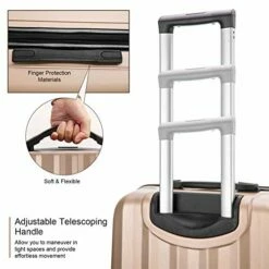 4 Pieces Travel Luggage Sets, Hardside Lightweight ABS Luggage Suitcase, 360° Spinner Wheels Travel Set Bag, Durable Trolley Suitcase 16" 20" 24" 28", 4 Pcs (Color Champagne Gold) -LUGGAGE FACTORY Sales 510xmEbHnkL