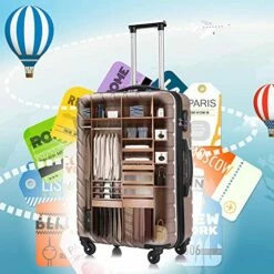 Apelila 5 Piece Luggage Sets,Travel Suitcase Spinner Hardshell Lightweight W/Free Suitcase Cover& Hanger (4PC Champagne Gold With Bag) -LUGGAGE FACTORY Sales 512QJZp SEL 4bb22d90 d41b 45d7 a85b 69016c96e7db