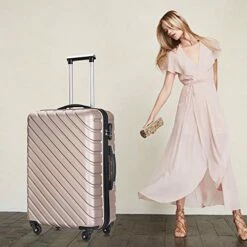 Apelila 5 Piece Luggage Sets,Travel Suitcase Spinner Hardshell Lightweight W/Free Suitcase Cover& Hanger (4PC Champagne Gold With Bag) -LUGGAGE FACTORY Sales 512SzhZ5TYL d8f582d9 ee51 4cfc a364 3c91a333df07