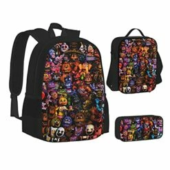 Five Nights At Freddy'S Backpack 3pcs Set Youth Boys Shoulder Bag Girls Bookbag With Lunch Bog Pencil Case Teens -LUGGAGE FACTORY Sales 513Snjv27HS