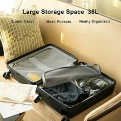 LEVEL8 Elegance Matte Carry-On Luggage, 20” Hardside Suitcase, Lightweight PC Matte Hardcase Spinner Trolley For Luggage, TSA Approved Cabin Luggage With 8 Spinner Wheels- Black, 20-Inch Carry-On 13 LEVEL8 Elegance Matte Carry-On Luggage, 20” Hardside Suitcase, Lightweight PC Matte Hardcase Spinner Trolley For Luggage, TSA Approved Cabin Luggage With 8 Spinner Wheels- Black, 20-Inch Carry-On -LUGGAGE FACTORY Sales 513wla95BBL