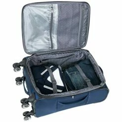 Kenneth Cole Reaction Rugged Roamer Luggage Collection Lightweight Softside Expandable 8-Wheel Spinner Travel Suitcase Bag, Navy, 20-inch Carry-On -LUGGAGE FACTORY Sales 513x04S7u6L