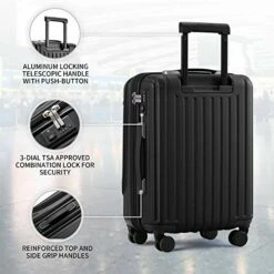 LEVEL8 Carry-On Luggage, Hardside Suitcase, 20” Lightweight ABS+PC Hardshell Spinner Trolley For Luggage With Built-In TSA Lock, 8 Spinner Wheels, Black, 20-Inch Carry-On 11 LEVEL8 Carry-On Luggage, Hardside Suitcase, 20” Lightweight ABS+PC Hardshell Spinner Trolley For Luggage With Built-In TSA Lock, 8 Spinner Wheels, Black, 20-Inch Carry-On -LUGGAGE FACTORY Sales 515Iijjf9sL