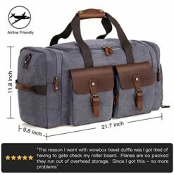 WOWBOX Duffle Bag Weekender Duffel Bag For Men And Women Genuine Leather Canvas Travel Overnight Carry On Bag With Shoes Compartment Grey 13 WOWBOX Duffle Bag Weekender Duffel Bag For Men And Women Genuine Leather Canvas Travel Overnight Carry On Bag With Shoes Compartment Grey -LUGGAGE FACTORY Sales 515n4ZkmUeL