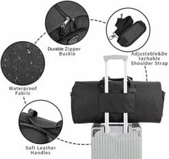 Carry On Garment Bag, 60L Large Travel Duffel Bag With Shoes Compartment Convertible Suit Travel Bag Weekender Bag For Men Women -LUGGAGE FACTORY Sales 516DABsvrfL