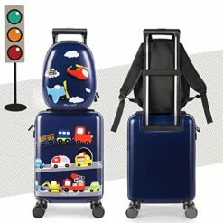 IPlay, ILearn Kids Carry On Luggage Set, 18" Hardside Rolling Suitcase W/ Spinner Wheels, Hard Shell Travel Luggage W/ Backpack For Boys Toddlers Children -LUGGAGE FACTORY Sales 517EP7h dUL