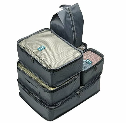 6 Set Packing Cubes Travel Luggage Organizer Waterproof Mesh Lightweight Suitcase Storage Bag Clothing Laundry Bag Shoe Bag (Grey) 3 6 Set Packing Cubes Travel Luggage Organizer Waterproof Mesh Lightweight Suitcase Storage Bag Clothing Laundry Bag Shoe Bag (Grey)
