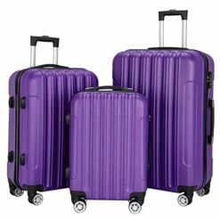 SSLine 3-in-1 Multifunctional Suitcase Luggage Set Large Capacity Traveling Storage ABS Expandable Spinner Hardside Suitcase Lightweight 4 Wheel Portable Travel Bag 20" / 24" / 28" Purple -LUGGAGE FACTORY Sales 518KISw75WL