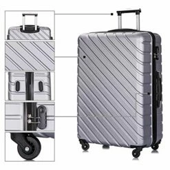 Apelila 5 Piece Luggage Sets,Travel Suitcase Spinner Hardshell Lightweight W/Free Suitcase Cover& Hanger (4PC Sliver W/Covers4+Hanger2+Backbag1) -LUGGAGE FACTORY Sales 518xRPg7VUL 799441f8 4eea 471e 88ff 41707dc74cc7