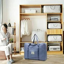 Portable Travel Duffel Bag, Large Capacity Foldable Tote Shoulder Bag, Lightweight Waterproof Carry On Luggage Sport Gym Bag (Light Blue) 15 Portable Travel Duffel Bag, Large Capacity Foldable Tote Shoulder Bag, Lightweight Waterproof Carry On Luggage Sport Gym Bag (Light Blue) -LUGGAGE FACTORY Sales 5195JJUHeCL