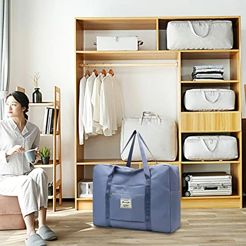 Portable Travel Duffel Bag, Large Capacity Foldable Tote Shoulder Bag, Lightweight Waterproof Carry On Luggage Sport Gym Bag (Light Blue) 9 Portable Travel Duffel Bag, Large Capacity Foldable Tote Shoulder Bag, Lightweight Waterproof Carry On Luggage Sport Gym Bag (Light Blue) - Image 7