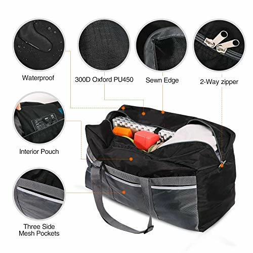 REDCAMP 75L Foldable Duffel Bag Large Size Lightweight & Multifunction, 25" Water Resistant Travel Duffle Bag For Men Women, Black 7 REDCAMP 75L Foldable Duffel Bag Large Size Lightweight & Multifunction, 25" Water Resistant Travel Duffle Bag For Men Women, Black - Image 5