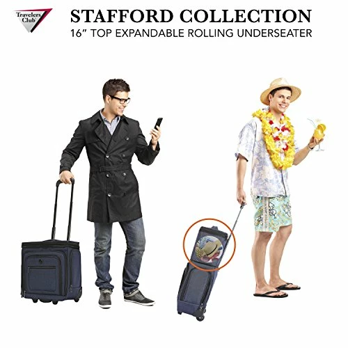 Travelers Club Luggage 16" Top Expandable Rolling Underseater W/USB Port, Blue Suitcase, Carry-On, Navy 9 Travelers Club Luggage 16" Top Expandable Rolling Underseater W/USB Port, Blue Suitcase, Carry-On, Navy - Image 7