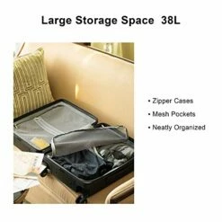 LEVEL8 Carry-On Luggage, 20” Hardshell Suitcase, Lightweight PC Textured Hardside Spinner Trolley For Luggage, TSA Approved Cabin Luggage With 8 Spinner Wheels, Black, 20-Inch Carry-On -LUGGAGE FACTORY Sales 51AN6HbpG2L