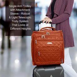16.5" Underseat Women Luggage Carry On Suitcase - Small Rolling Tote Bag With Wheels (Orange) -LUGGAGE FACTORY Sales 51B4qlCLb1L