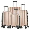 4 Pieces Travel Luggage Sets, Hardside Lightweight ABS Luggage Suitcase, 360° Spinner Wheels Travel Set Bag, Durable Trolley Suitcase 16" 20" 24" 28", 4 Pcs (Color Champagne Gold) -LUGGAGE FACTORY Sales 51BHU22zgBL